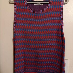 Zara Multicolor Sleeveless Knit Top in Red, Blue & Purple